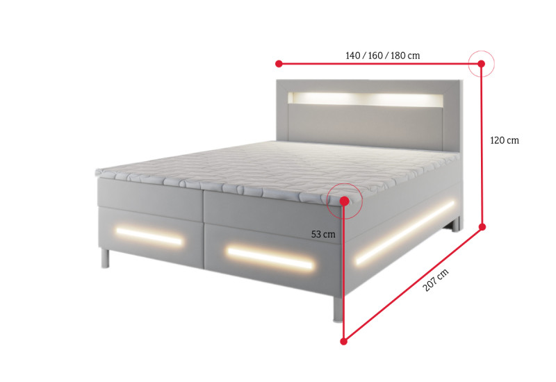 Expedo Čalouněná postel boxspring FRIENDS + topper, 160x200, monolith 62