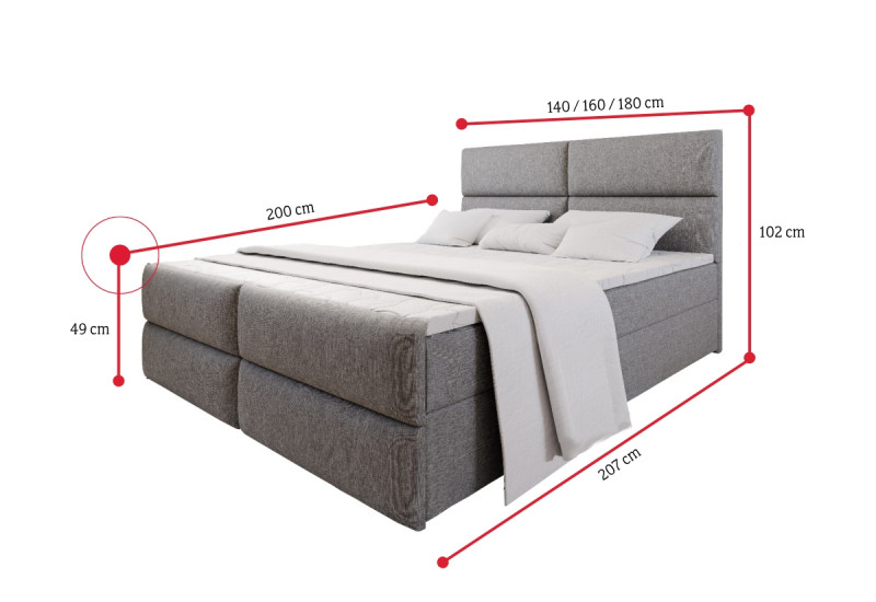 Expedo Čalouněná postel boxspring MILON + topper, 140x200, sawana 05