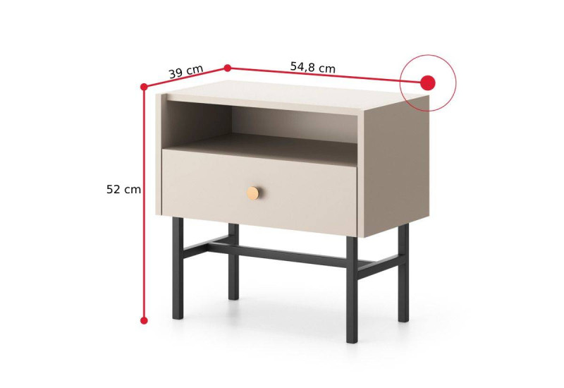 Expedo Noční stolek DIMANO, 54,8x52x39, krémová