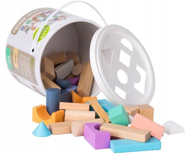 ECOTOYS Dřevěné kostky Eco Toys 50 ks