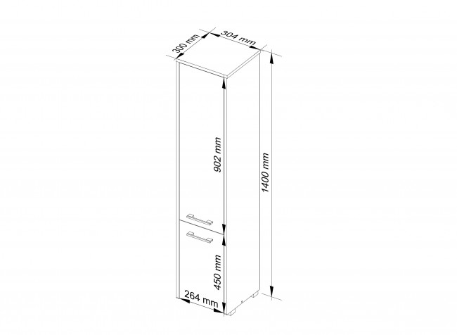 Koupelnová skříňka FIN 30 2D 140 cm bílá