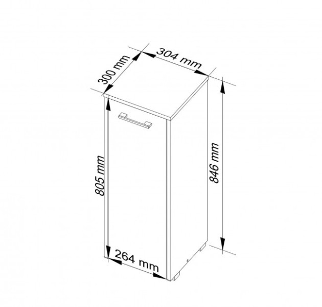 Koupelnová skříňka FIN S30 1D metalická, lesk