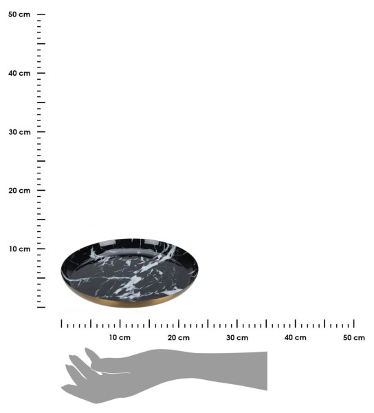 DekorStyle Kovový dekorativní podnos Marmour 23 cm černý mramor