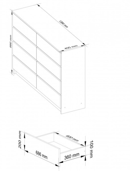 Komoda K140 8SZ CLP cappuccino, lesk