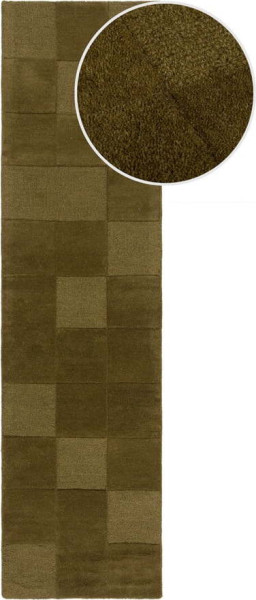 Khaki ručně tkaný vlněný běhoun 60x230 cm Checkerboard – Flair Rugs