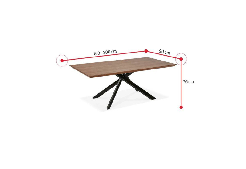 Expedo Rozkládací jídelní stůl GARDA, 160-200x76x90, dub přírodní/černá