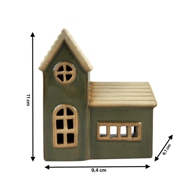 Mondex Since 1986R Vánoční keramická lucerna HYTTE III zelená