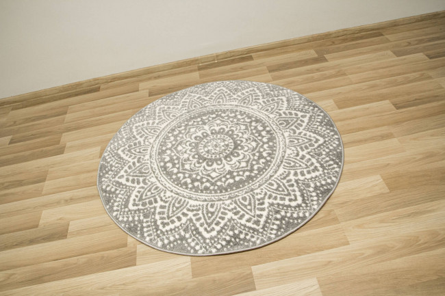 Koberec Lima G757A mandala, krémový / šedý kruh