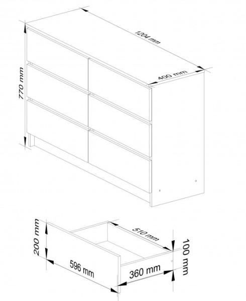 Komoda K120 6SZ CLP bílá