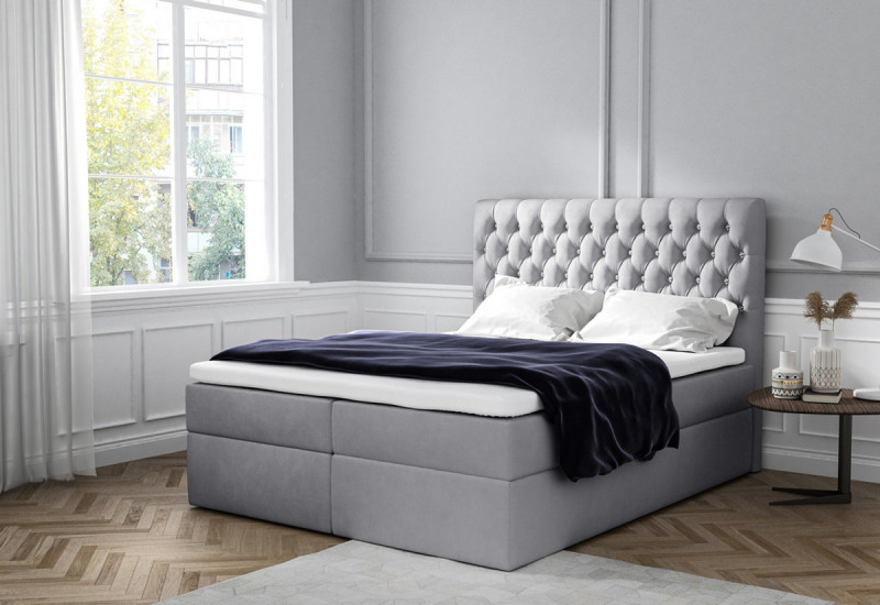 Expedo Čalouněná postel boxspring TOMIO + topper, 180x200, jasmine 60