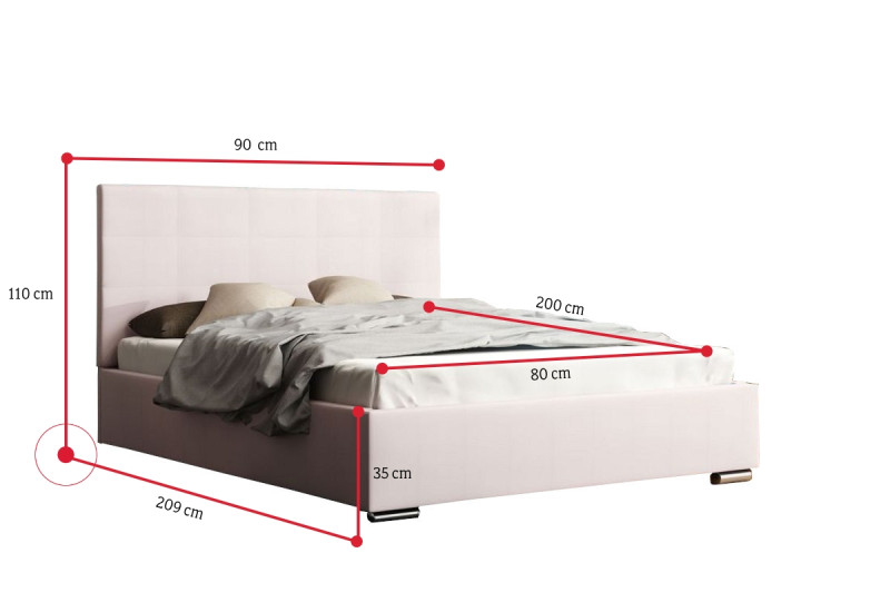 Expedo Jednolůžková čalouněná postel NASTY 4, 90x200, Sofie 7