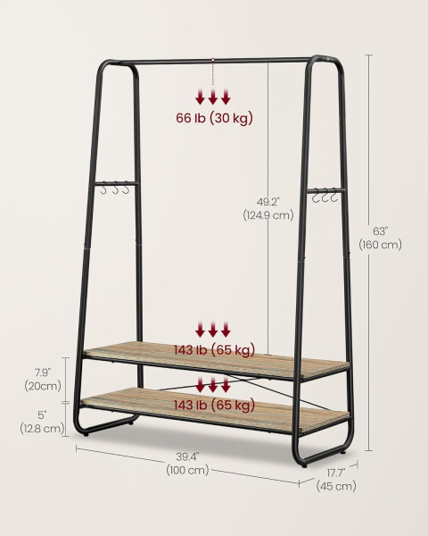 SONGMICS Stojan na oblečení Vasagle COUPE 100 cm tyrkysově hnědý/černý