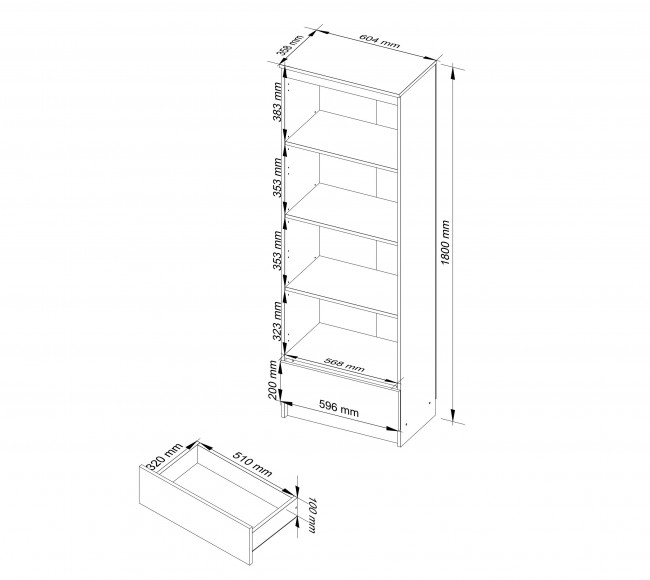 Regál R60 1SZ 4P CLP bílý / metalický lesk