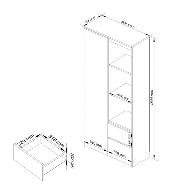 Regál R11 R80 1D 2SZ CLP sonoma