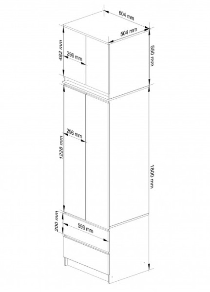 Skříň s nástavcem S 60 cm 2D 2SZ CLP wenge