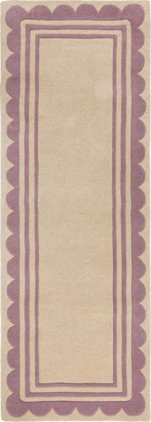 Ručně tkaný vlněný běhoun ve fialovo-přírodní barvě 80x230 cm Lois Scallop – Flair Rugs