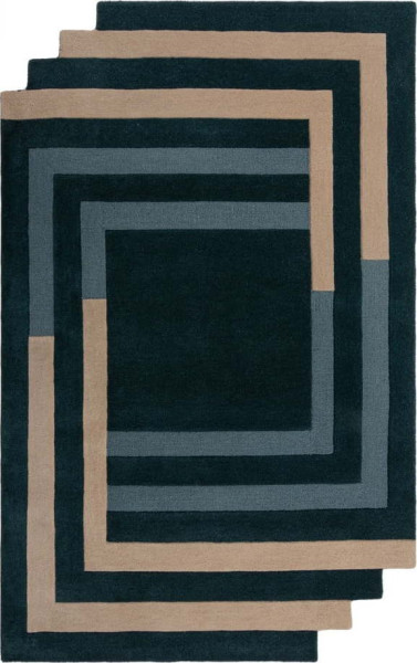 Tmavě zelený ručně tkaný vlněný koberec 200x290 cm Labyrinth Shaped – Flair Rugs