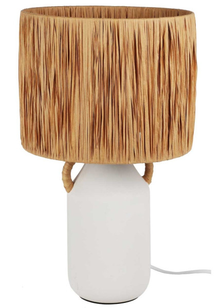 DekorStyle Stolní lampa NIKA s dekorativním stínidlem hnědo-bílá