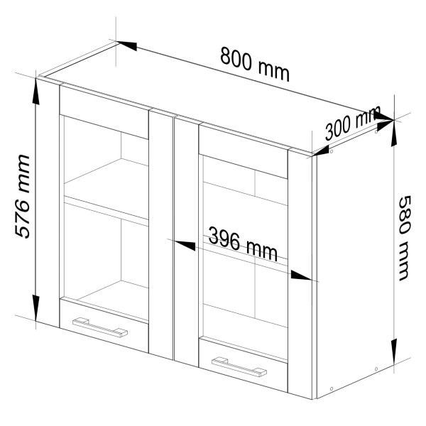 Ak furniture Závěsná kuchyňská skříňka OLIVIE W 80x58 cm bílá mat/grafitově šedá