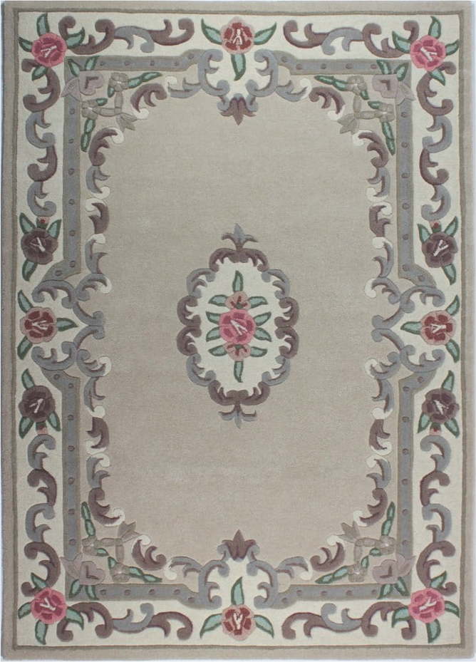 Béžový vlněný koberec Flair Rugs Aubusson, 120 x 180 cm