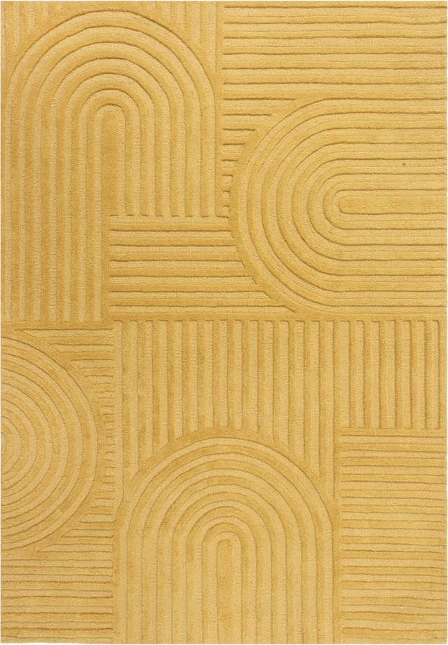 Žlutý vlněný koberec Flair Rugs Zen Garden, 120 x 170 cm