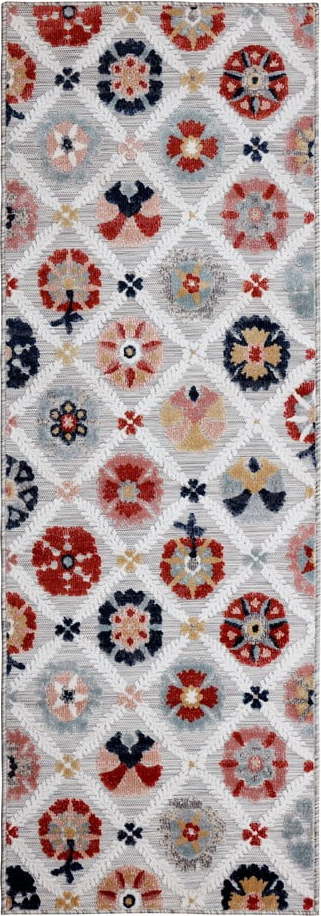 Šedý venkovní koberec běhoun 230x80 cm Flora - Flair Rugs