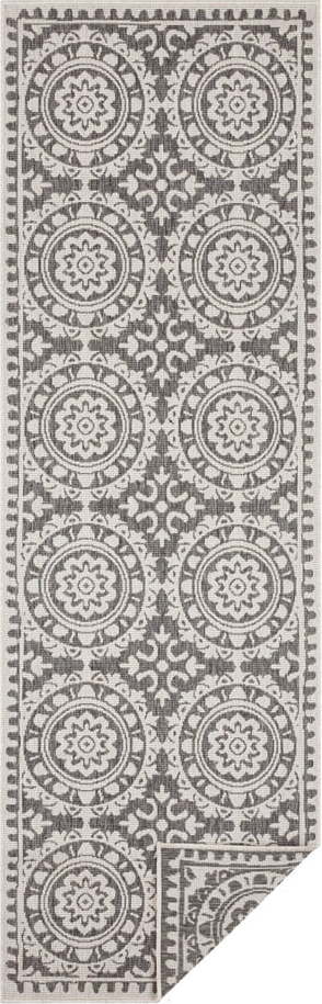 Šedo-krémový venkovní koberec NORTHRUGS Jardin, 80 x 350 cm