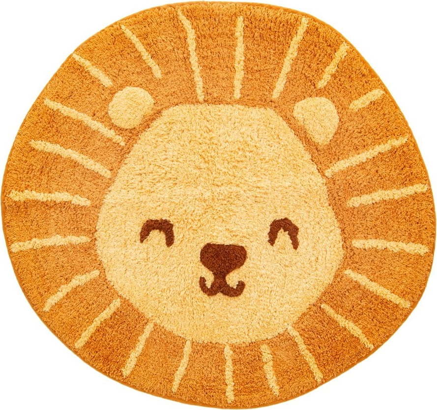 Oranžový dětský bavlněný koberec Sass & Belle Lion Head, 54 x 57 cm