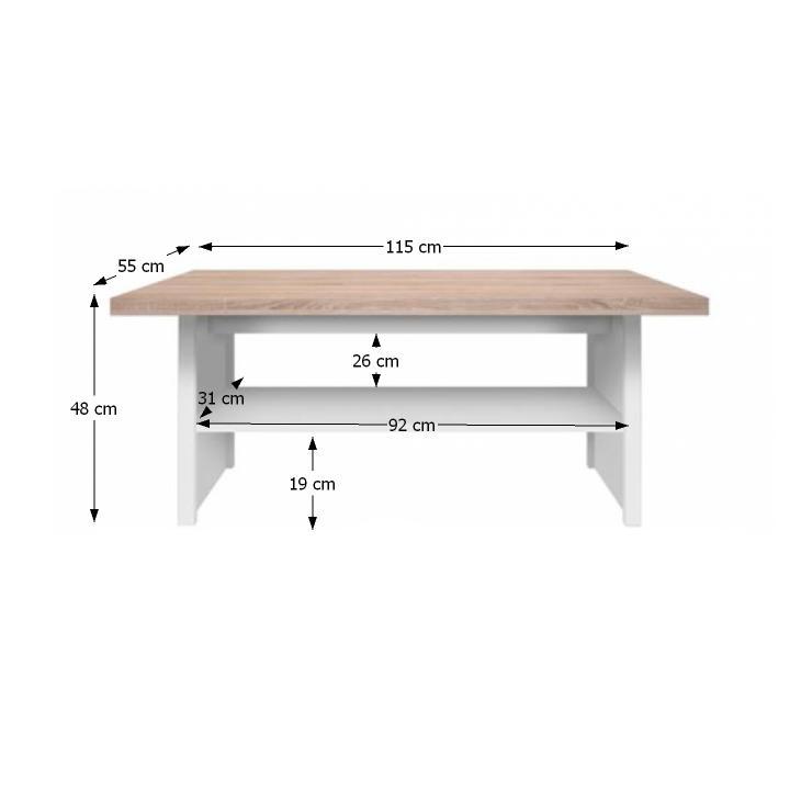 Konferenční stůl TOPTY — 115x55x48 cm, dub sonoma/bílá