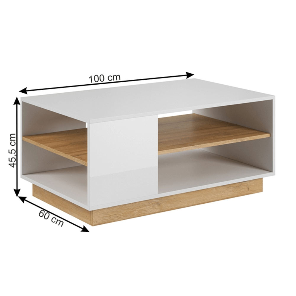 Konferenční stůl CITY — 138x20x20 cm, dub grandson/bílá
