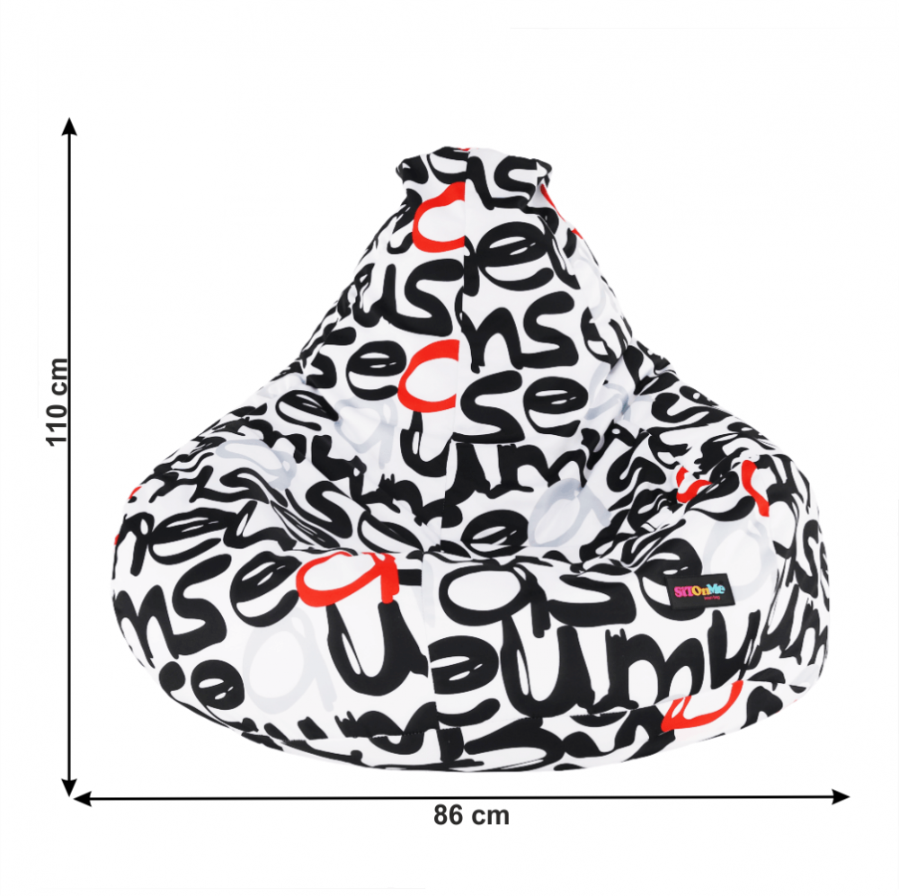 Sedací vak ELION – 86x100, látka, černá / šedá / červená