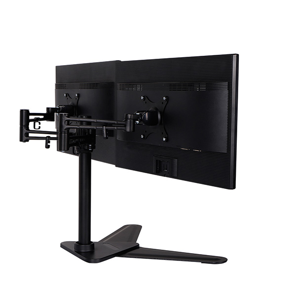 Polohovatelný držák na dva PC monitory MS003 – černý, volně stojící