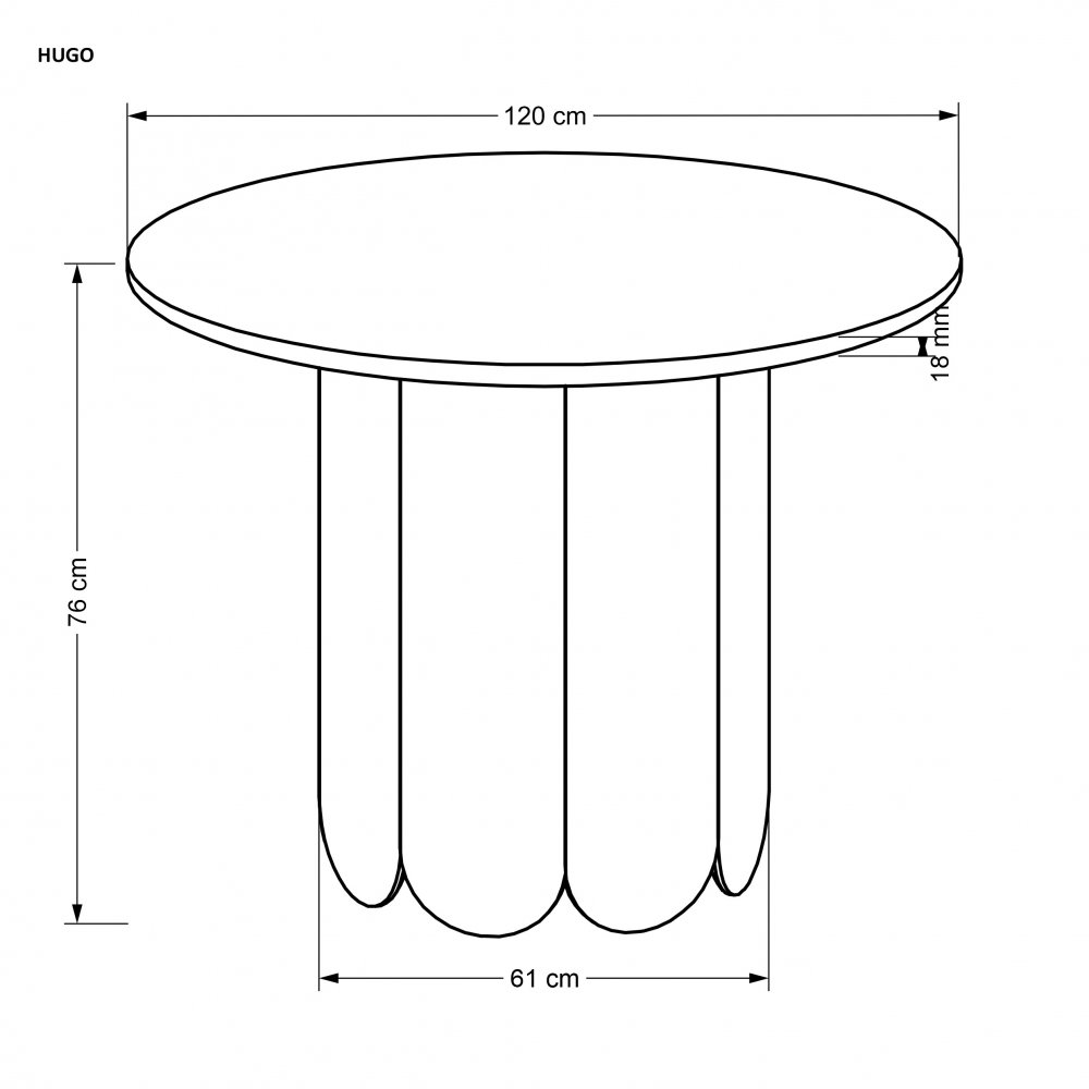 Jídelní kulatý stůl HUGO — průměr 120 cm, dekor dub