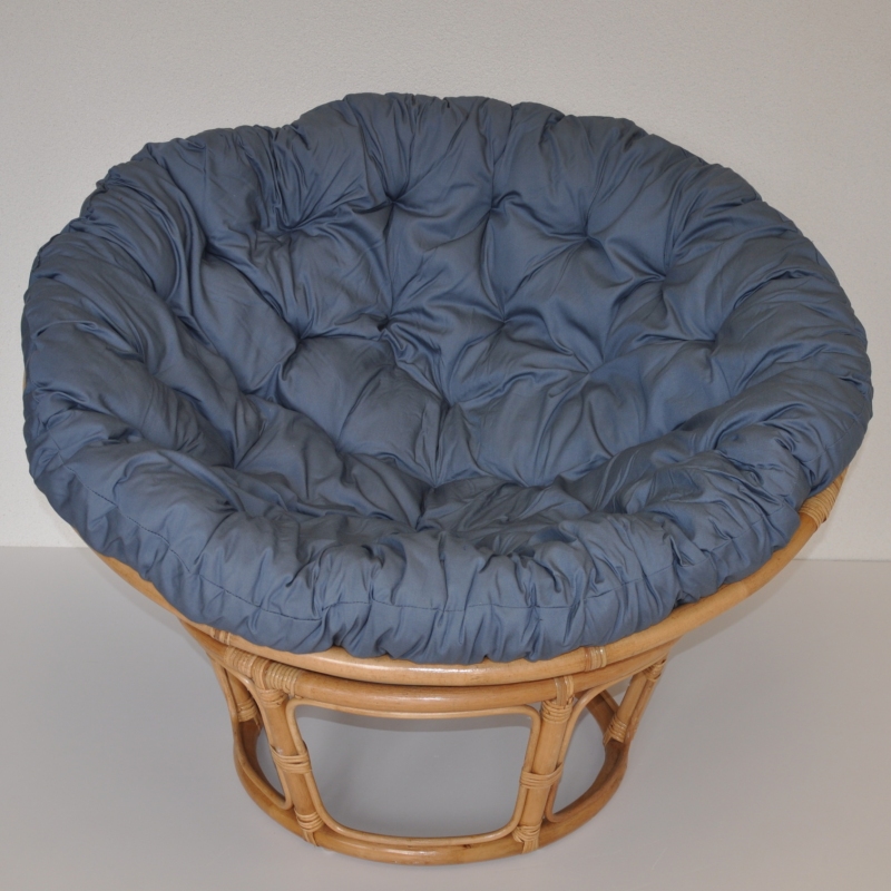 Relaxační papasan DEMETRIA — ⌀100 cm, ratan, látka, medová / více barev Modrošedá