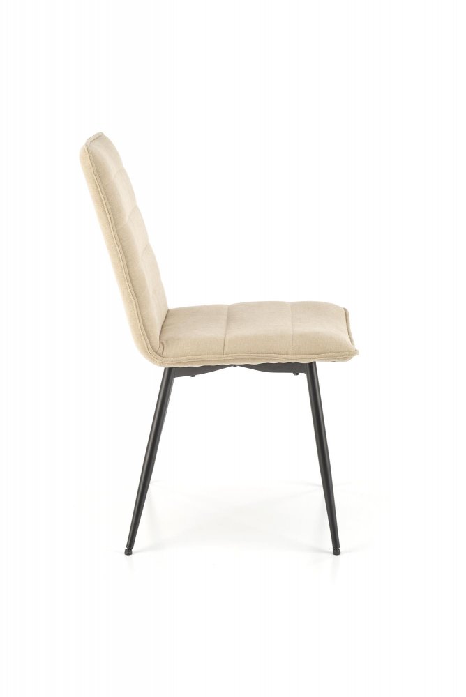 Jídelní židle PIRA — ocel, látka, černá / béžová