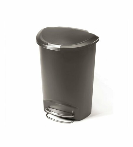 Pedálový odpadkový koš Simplehuman – 50 l, půlkulatý, plast, šedý