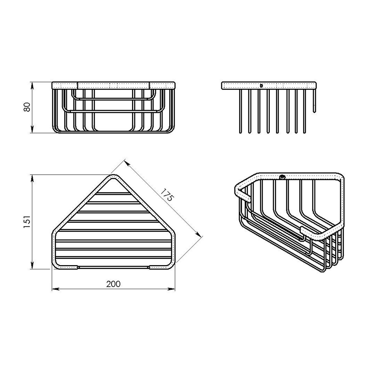 GEDY 2483 Smart rohová police do sprchy, 20 x 8 x 15,1 cm, stříbrná