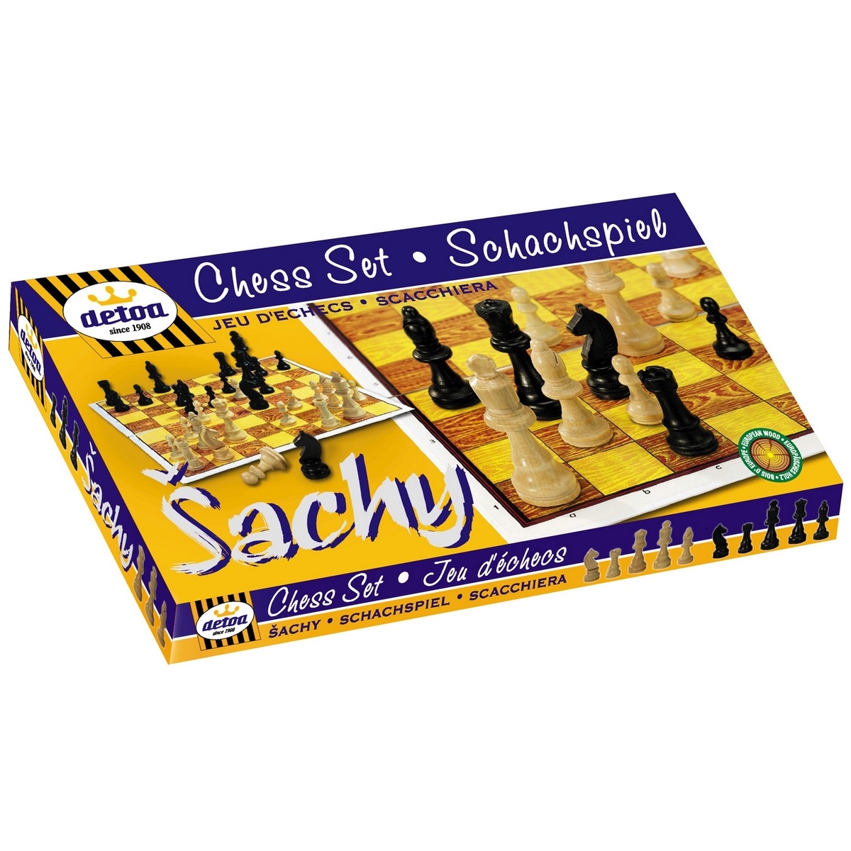 Detoa Společenská hra Šachy, dřevěné figurky, 37 x 22 x 4 cm