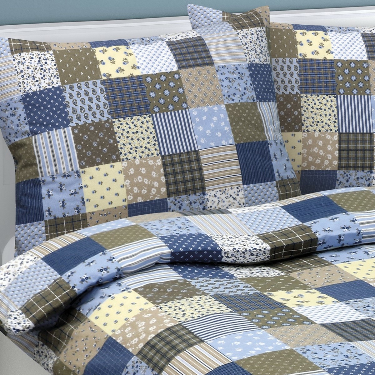 Bellatex Flanelové povlečení Patchwork modrá