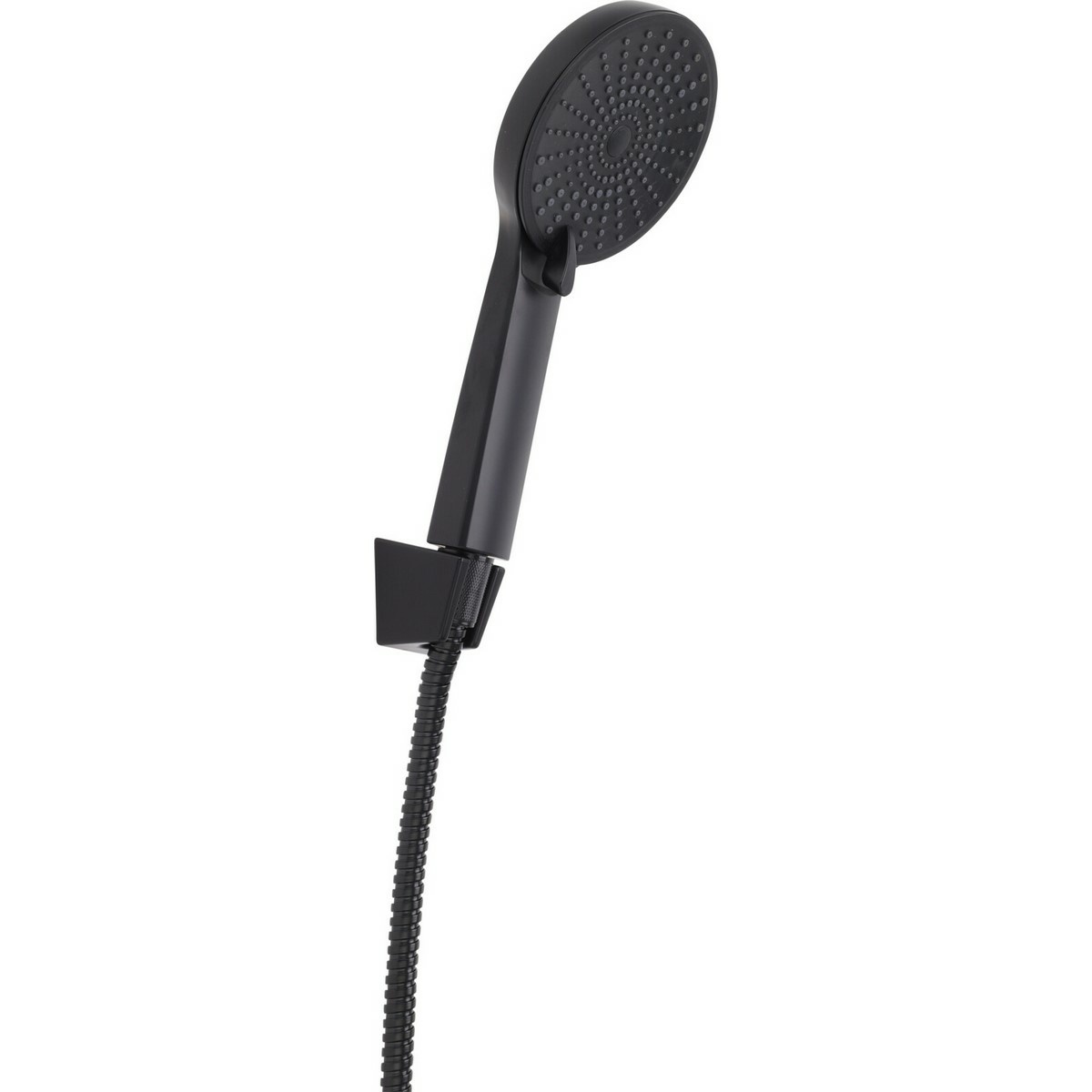Sprchový set Elegant černá, sprcha pr. 11 cm, 3 funkce, hadice a držák, ABS