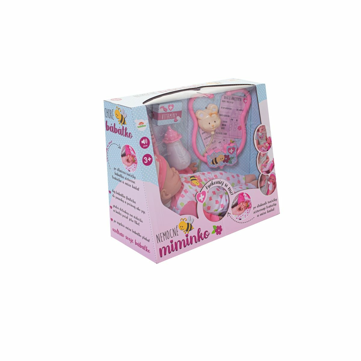 Teddies Nemocné miminko 36 cm s doplňky