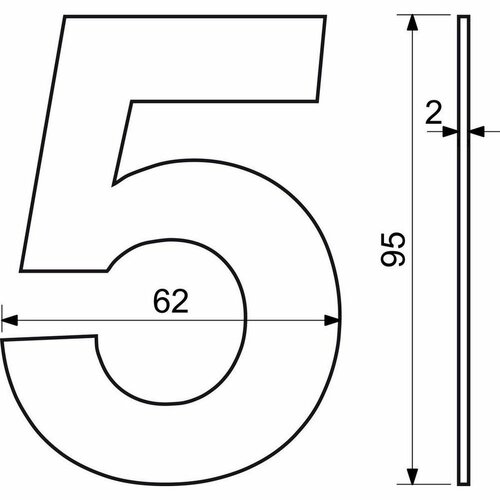 Nerezové číslo 6 v plochém „2D“ provedení. RICHTER RN.95L.6.N