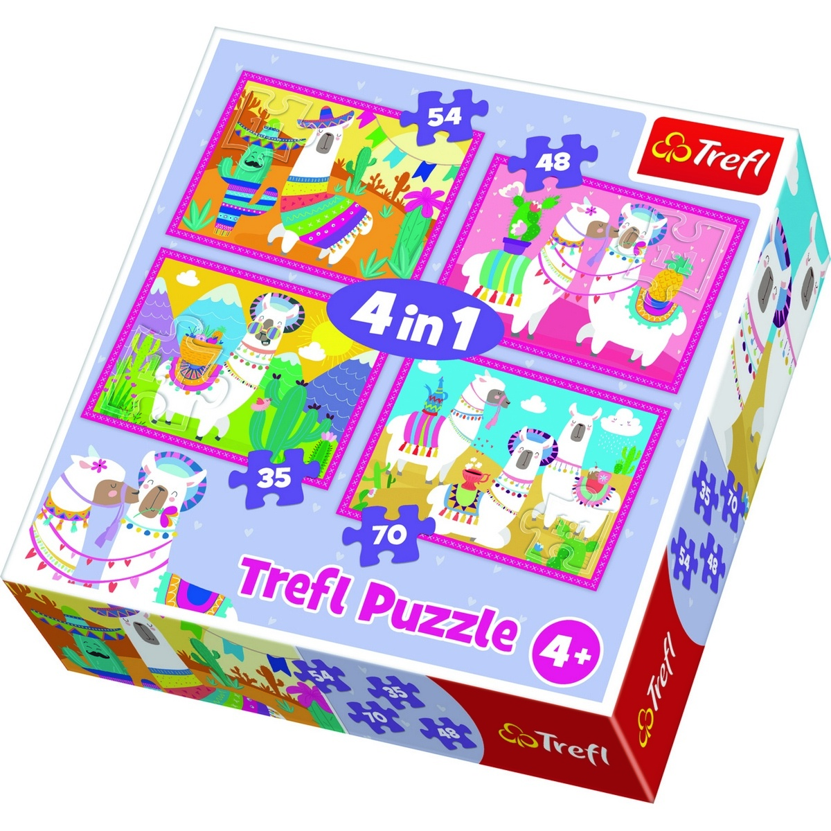 Trefl Puzzle Veselé lamy 4v1 (35,48,54,70 dílků)