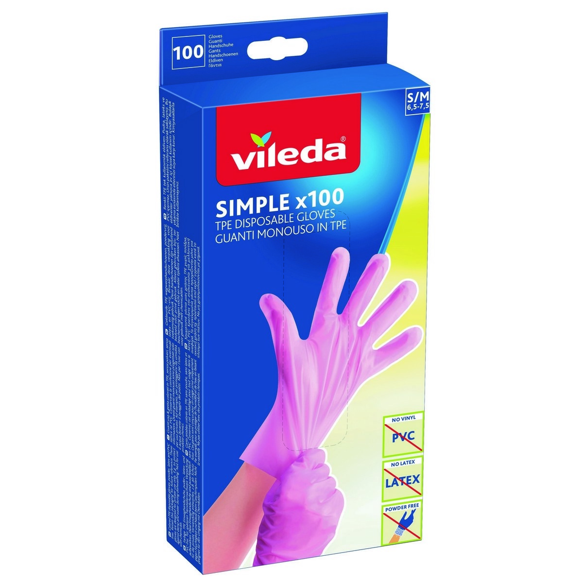 Vileda Simple rukavice S/M 100 ks