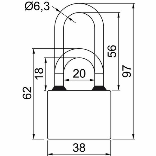 Set 3 ks visacích zámku na společný uzávěr – „SU“ RV.OVAL.38.SET3