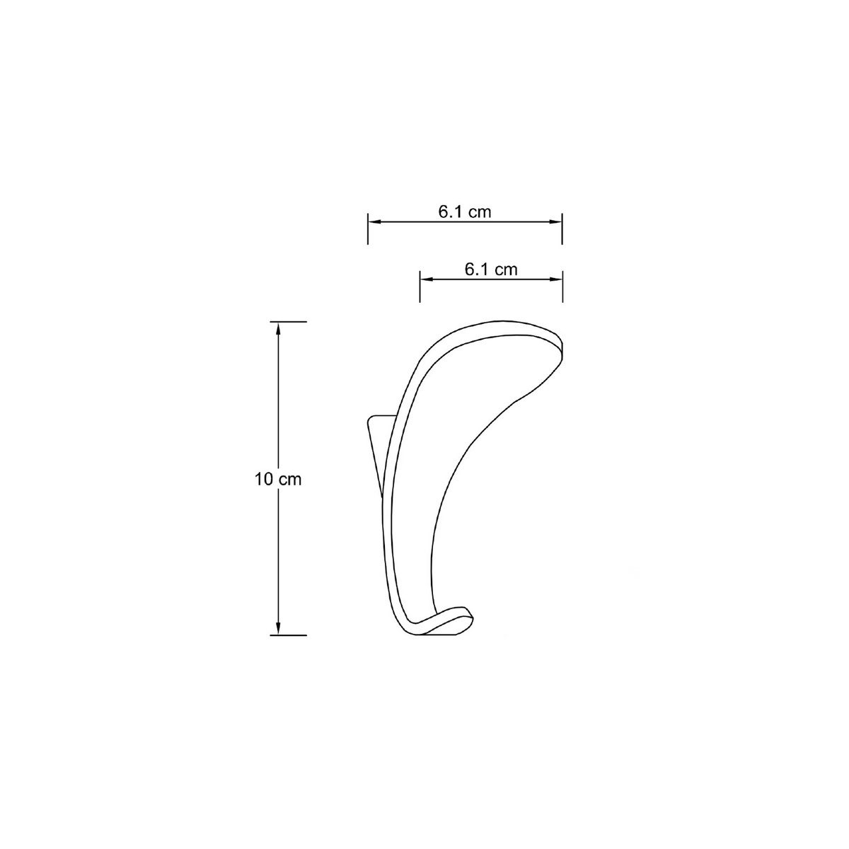 SAPHO LF001 háček, výška 10 cm, ABS, stříbrná