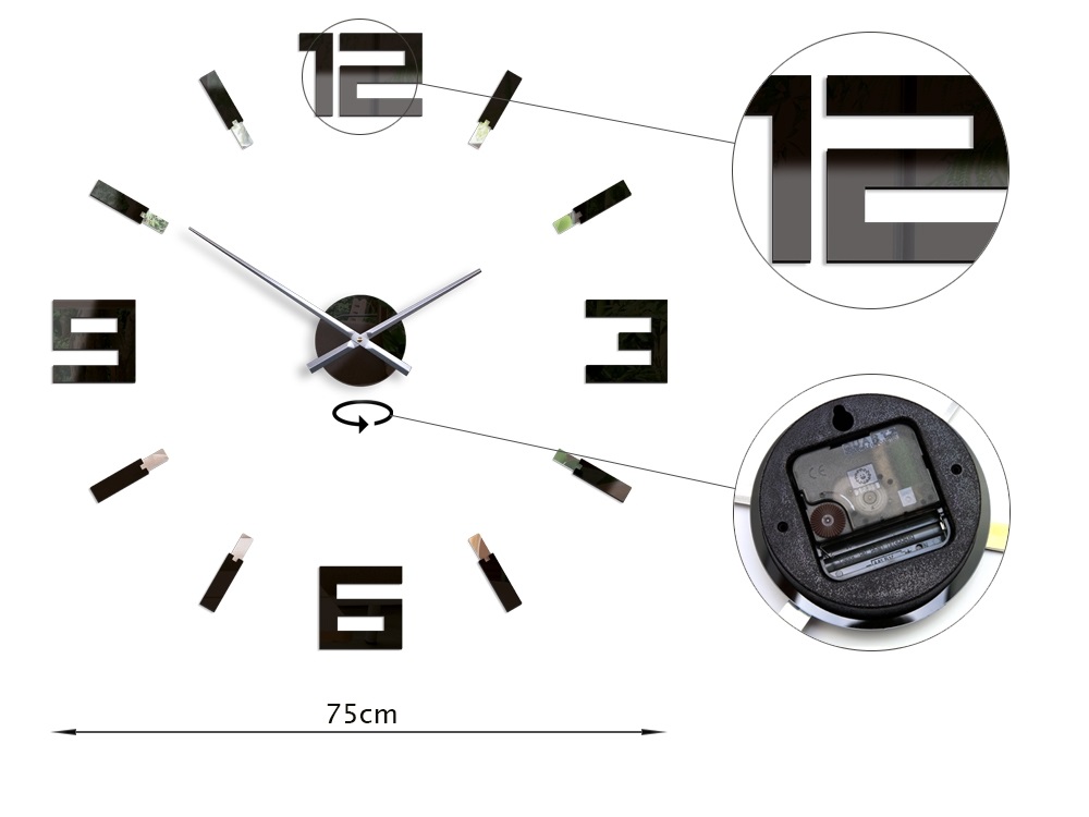 ModernClock 3D nalepovací hodiny Blink černé