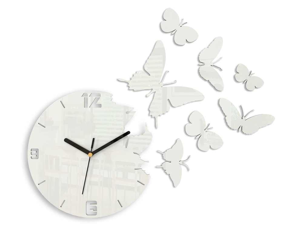 ModernClock 3D nalepovací hodiny Butterflies bílé