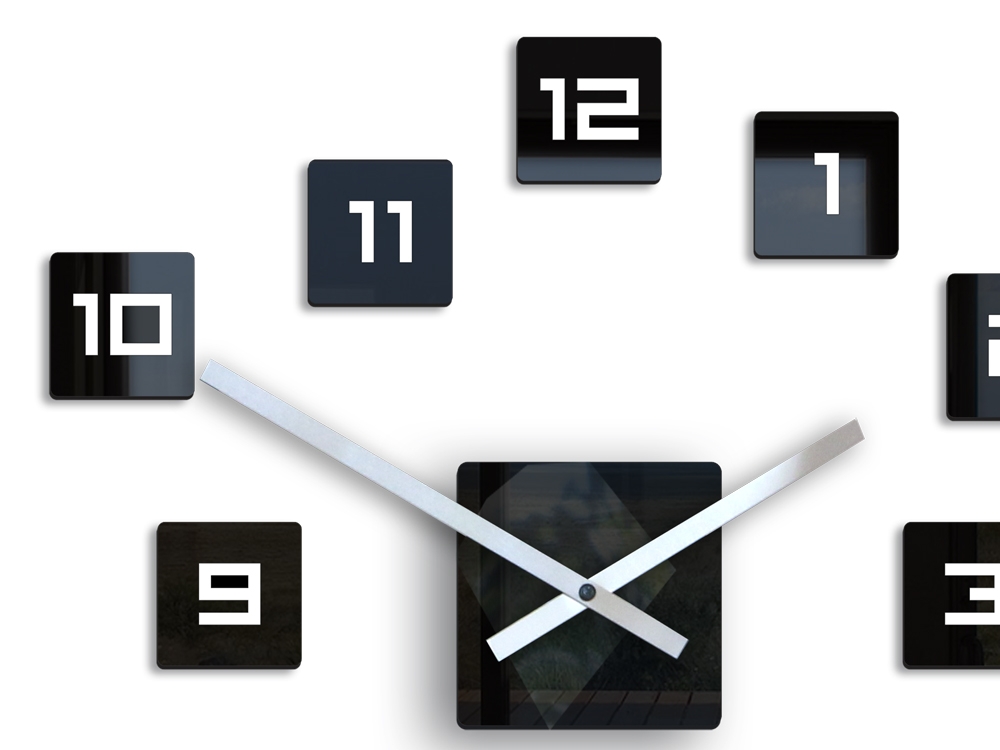 ModernClock 3D nalepovací hodiny Cube černé