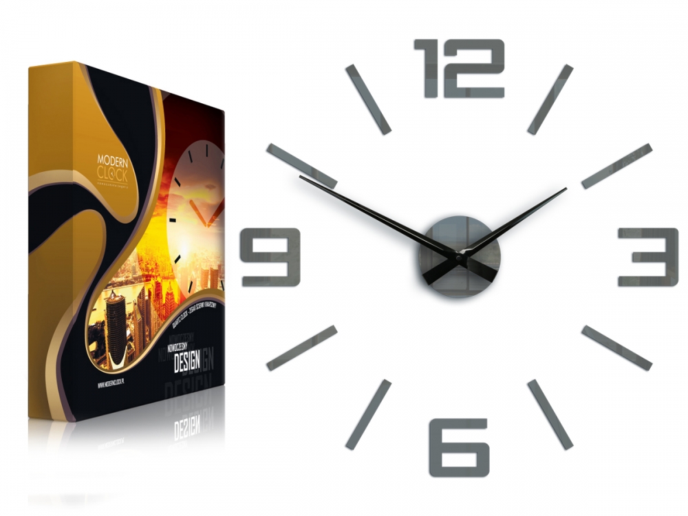 ModernClock 3D nalepovací hodiny Reden 60x60 cm šedé